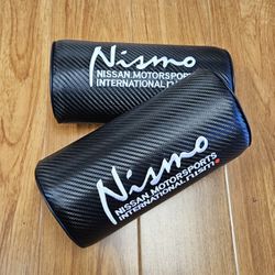 Brand New 2PCS JDM NISMO Carbon Fiber & Embroidery Car Seat Neck Cushion Pillow Headrest  