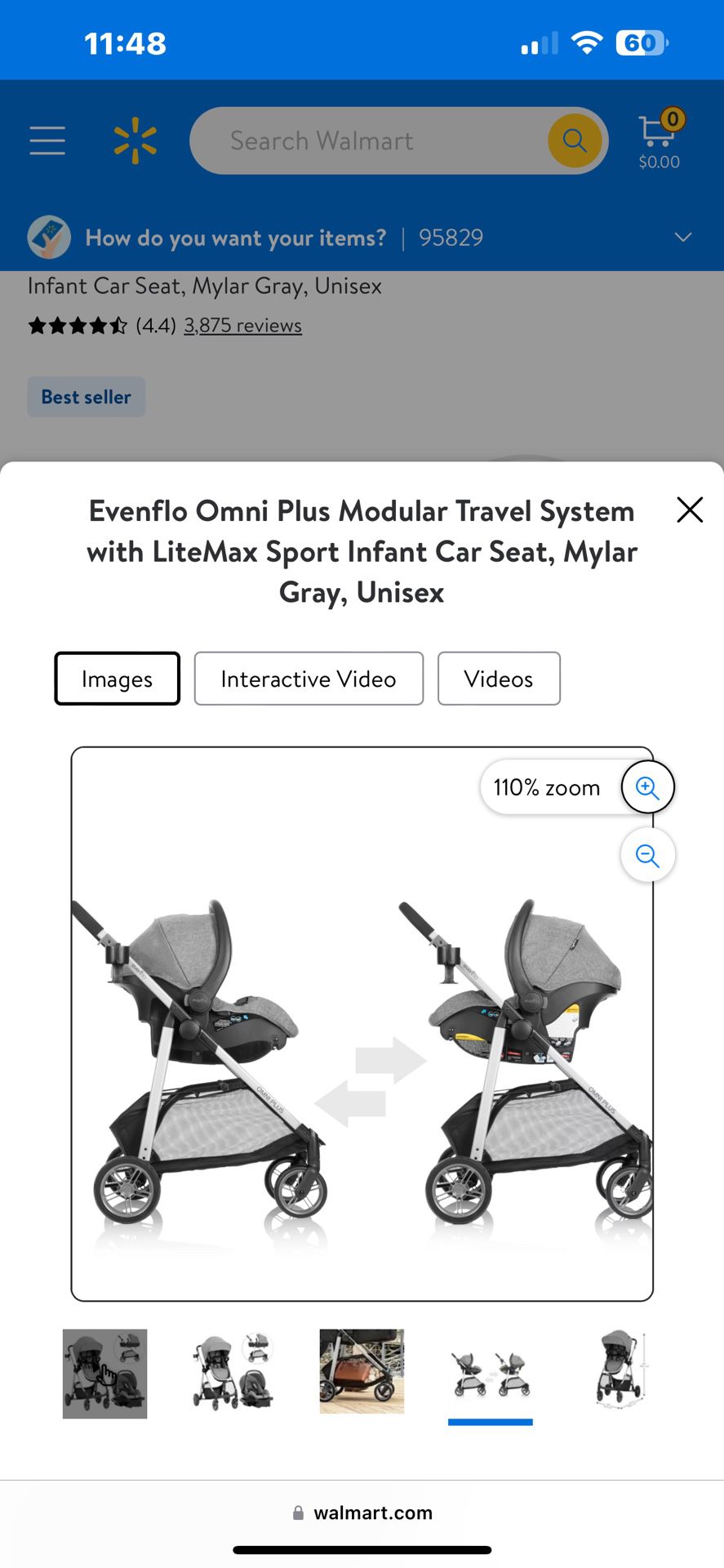 Evenflo Mylar Gray Omni Plus Modular Travel System with LiteMax Sport Rear-Facing Infant