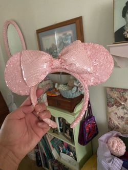 Disney Parks Millennial Pink Sequin Minnie Mouse Ears Headband