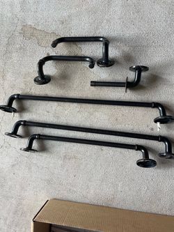 Industrial Black Pipe Towel Bar Set