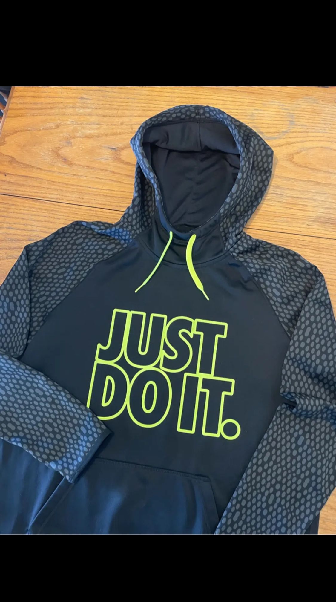 Nike Black / Neon Just Do It Smooth Heavy Sweatshirt Hoodie Size L 