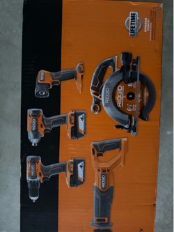 Brand New unopened RIDGID 18V Cordless 5-Tool Combo Kit with (2) 4.0