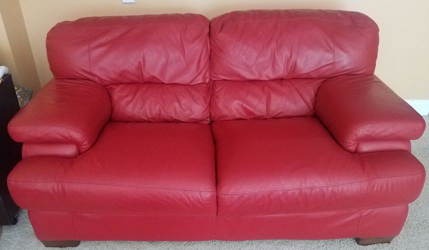 Red Leather Sofa Set - 3pc $400 Obo