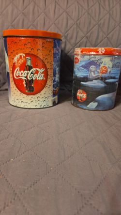 "Coca-Cola" Polar Bear  Tin Containers, Lot Of 2 Collectables 