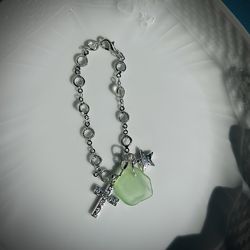 Sea glass car mirror charms