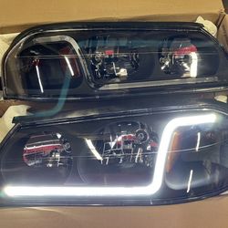 00-05 Chevy Impala Led Black Amber Headlights 