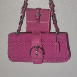 Coach Hot Pink Soho With Wallet Rare