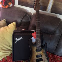 7 String Sterling Music Man Cutlass And Fender Mustang LT 50 Amplifier With Soft Case For Guitar