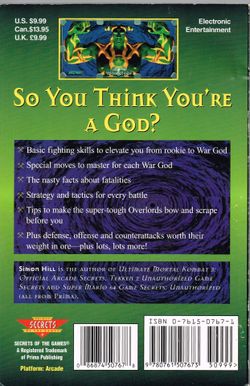 Rare Vintage Prima Publishing “War Gods Official Arcade Game Secrets” Guide Book