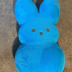 Large Blue Bunny Plush Pillow (Peeps Style)