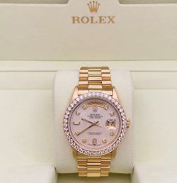 Rolex Day Date President 18038 36mm Mother of Pearl Diamond Dial Bezel 18k Gold 1979 $19,999