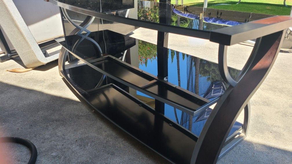 55" TV Stand With Glass Shelves 