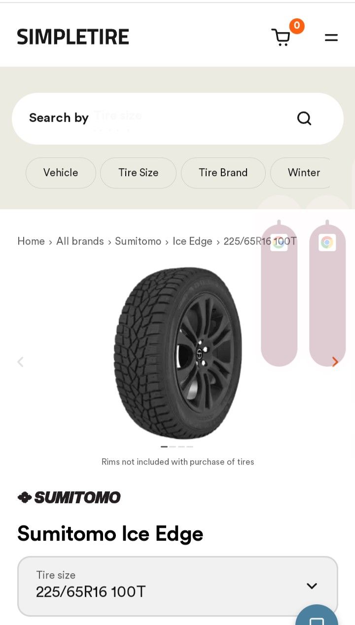 Like New Sumitomo Tires 225/60 17" 