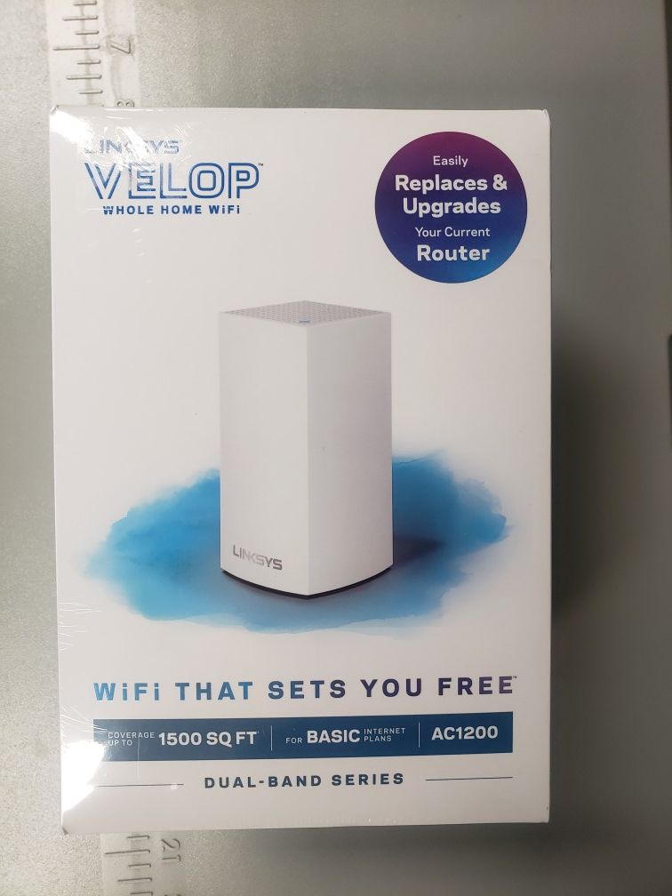 Linksys Velop Dual Band AC1200 Mesh WiFi System 1 Pack Expandable! Coverage up to 1.500 Sq Ft Router Replacement
