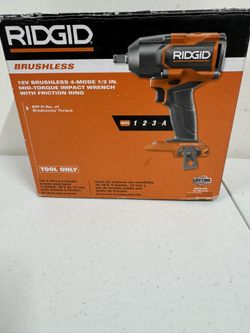 RIDGID 18V Brushless Cordless 4-Mode 1/2 in. Mid-Torque Impact Wrench with Friction Ring (Tool Only)