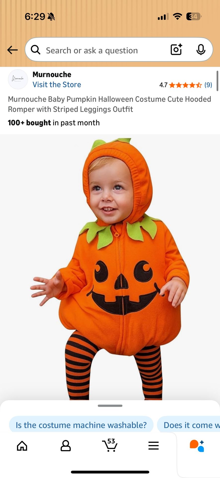 18-24m Baby Pumpkin Costume