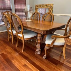 Solid Wood Dining Table with 6 Chairs