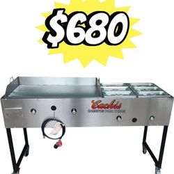 36” Griddle with 6 Warming Trays | Includes Hose With Regulator | Plancha De Fierro de 36”