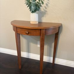 Half-Moon Wooden Console Table with Drawer