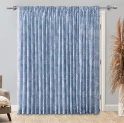 Patio Sheer Curtain Panel 100 in. W x 84 in. L Ricardo Wild Meadows Blue Polyester Floral Pinch Pleat Single Panel
