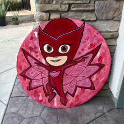 Wooden Owlette PJ Mask Wall Hanging, Hand Painted