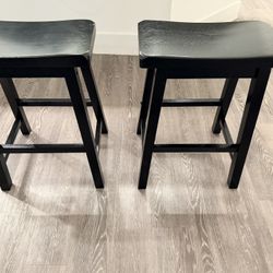 Modern Black Wooden Bar/Counter Stools (Set of 2) 