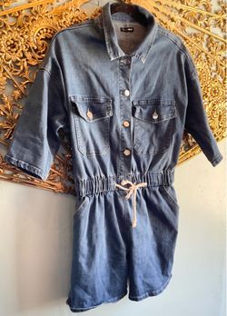 Ladies Cute Blue Jean Shorts Romper-size Large-$12 Firm,NO Holds Or Spam