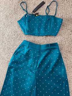 Teal Rhinestone 2-Piece (small)
