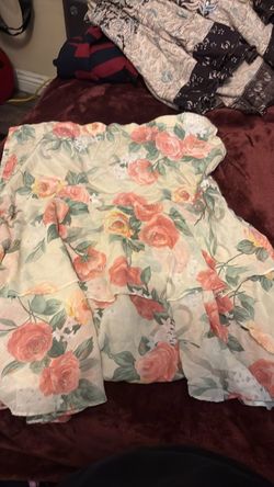 Floral Rose Print Ruffle skirt