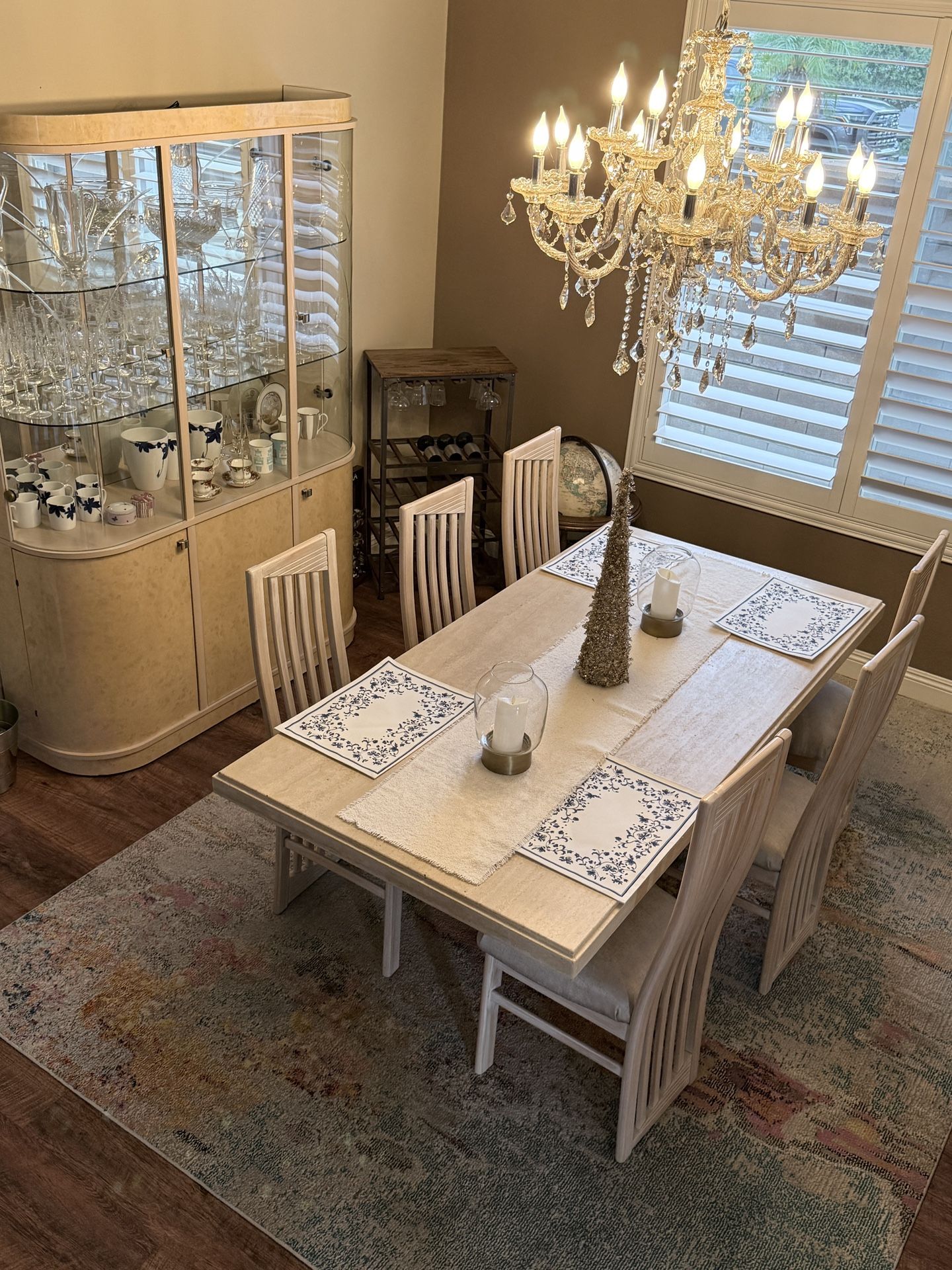 Dining Table Set With Bowl Cabinet