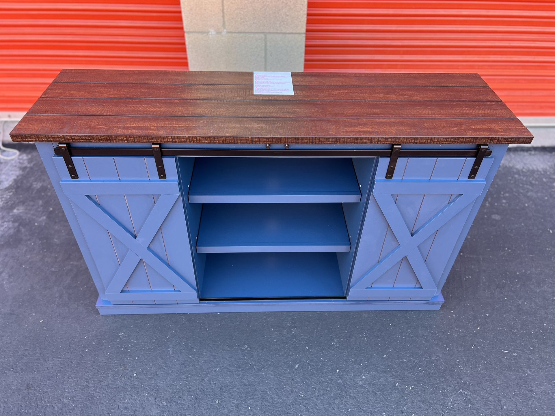 Navy Blue Barn Door Media Stand / Media Console / TV Stand / TV Console