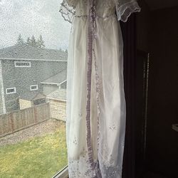 $40 Baby infant baptism dress gown long white cream purple