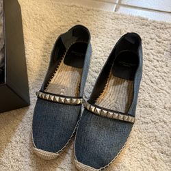 Saint Laurent Studded Denim Espadrilles