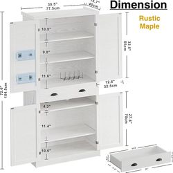 🥨IRONCK Kitchen Pantry Storage Cabinet 72.6" H, with Barn Doors, Drawer, 4 Adjustable Shelves, Freestanding Cupboard, Laundry, Rustic Maple