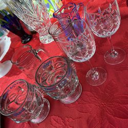 Vintage Glass Tiki Mugs , Coke Mugs , Waterford Wine Glasses , Blue Pitcher, Beer Glasses .. $10 Each 