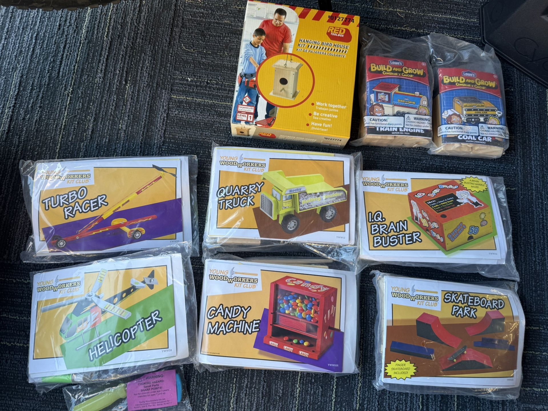 Young Wood Workers Kit Club projects… Brand new sealed in packaging. $5 each or $20 for all