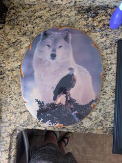 Wolfs , eagle , Grey wolf and eagle wall plaque