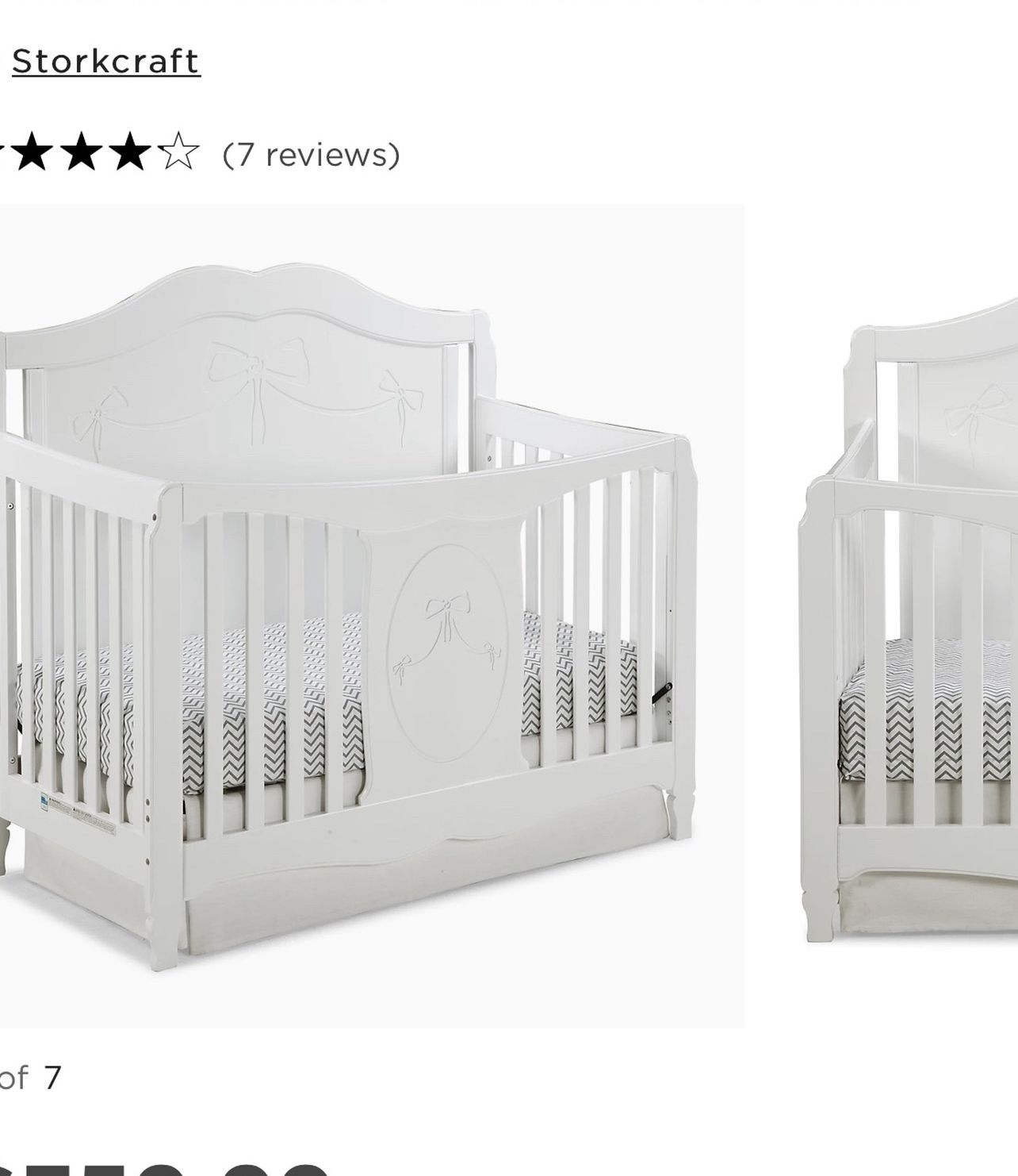 Baby Girl White Crib W/ Bow .... Comes W/ Mattress