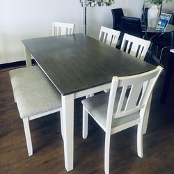 6Pc TopGray Dining Table Set 