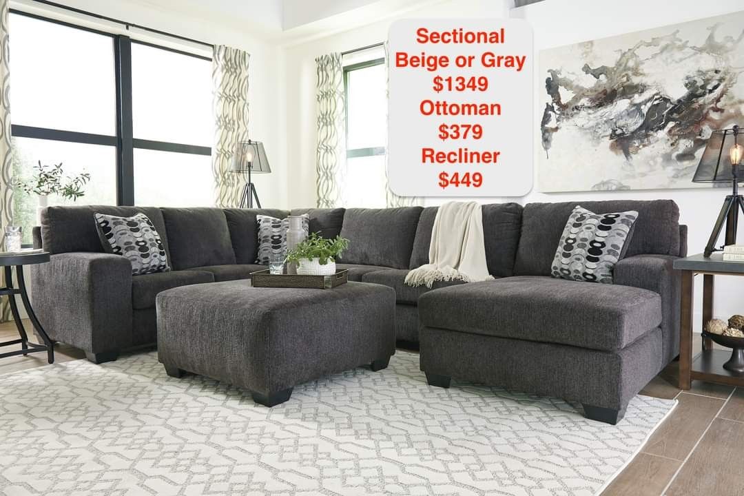Ashley SECTIONAL GREY OR BIEGE OCTOBER SALE