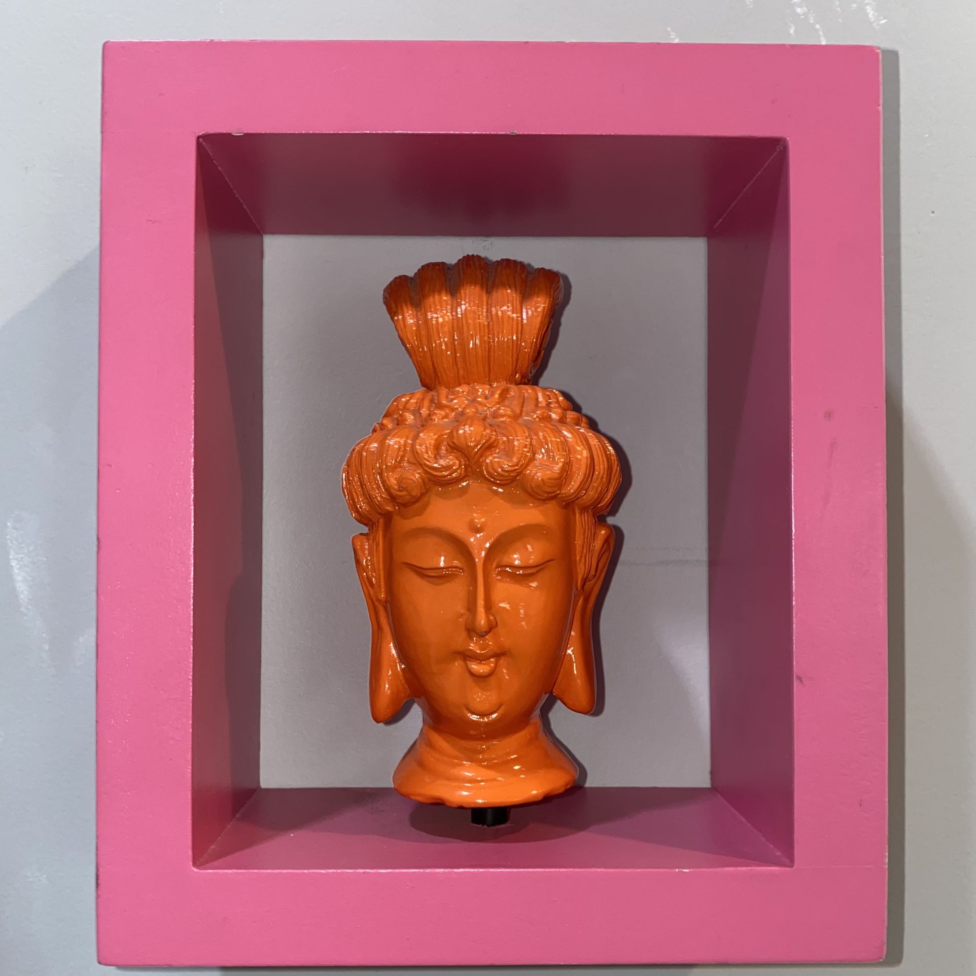 Rare Buddha 3 D Frame Bust For Wall Or Table Top