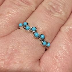 Turquoise Silver Ring Sz 6,7,8