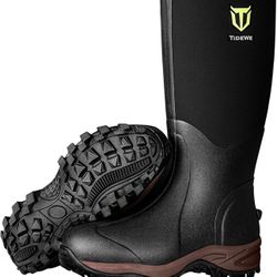 TIDEWE Rubber Neoprene Boots Size 11 Waterproof Black, Brown