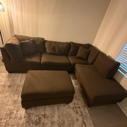 Brown 100x74 Sectional Couch 