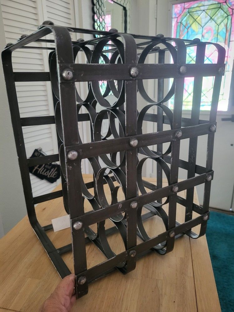 New With Taga $86 Metal Wine Rack Industrial Bar Man Cave 