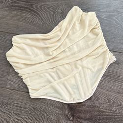 Beige Mesh Corset Top