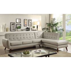 SOFA SECTIONAL MID CENTURY MODERN GRAY BONDED LEATHER SECTIONAL SOFA CHAISE