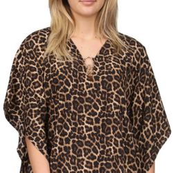 Michael Kors Animal Print Poncho Top 