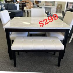 5 Piece Faux Marble Top Dining Table Set - Limited Time Offer 