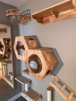 Wall-Mounted Wooden Cat Climbing Set